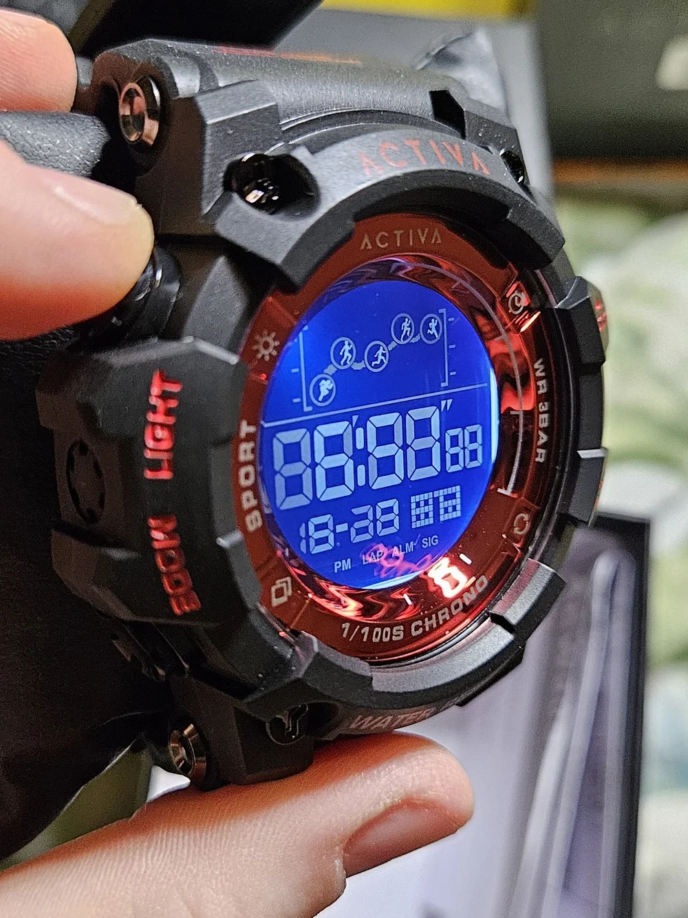 NWT Activa by Invicta Men's Digital Chronograph Sport Watch – Black & Red